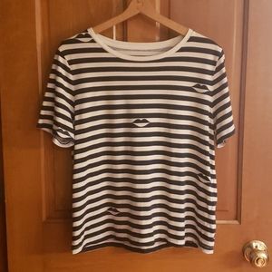 Kate Spade Striped Lip Print Tee